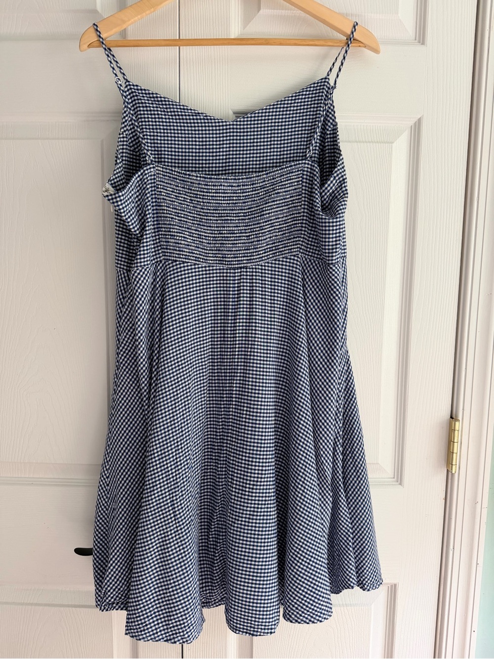 Old Navy Blue White Gingham Sundress XL Adjustable Straps Smocked Back Dress - Picture 5 of 10